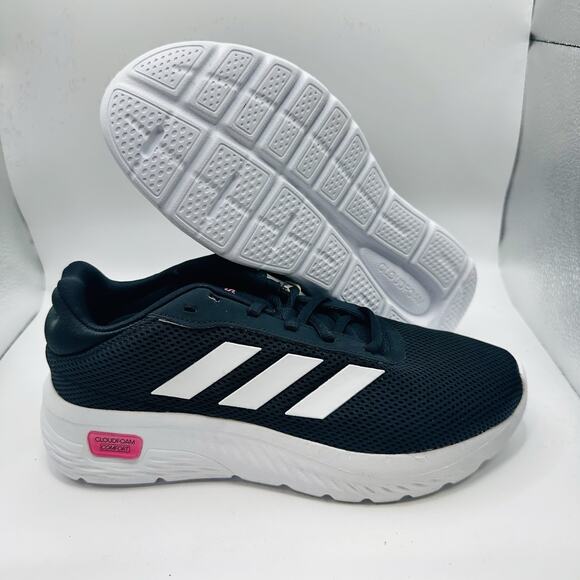 Size 7 - Adidas Women's Cloudfoam Comfy Running Shoes, Black/White/Pink (New) - Picture 2 of 7